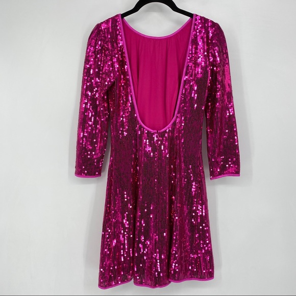 Tadashi Shoji SHO Taylor Sequin Open Back Mini Dress Pink - Picture 7 of 9